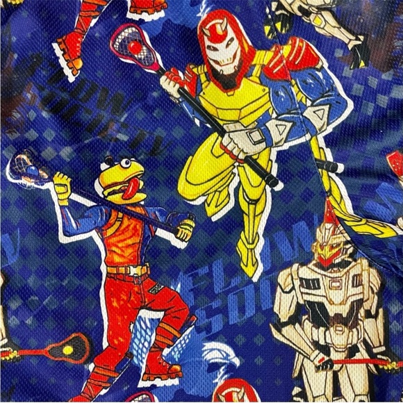 Flow Society Lacrosse Shorts Boys XL Fortnite Lax Beef Boss Blue Red Video Games - Picture 4 of 5